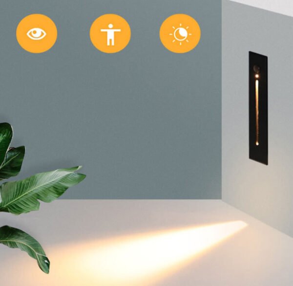 Modern popular recessed aluminum alloy under stair lighting PIR sensor LED step light 3W IP65