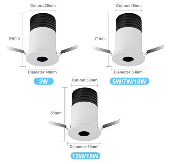 Mini COB LED Downlight Aluminum Anti-Glare 5W 7W 9W 12W Mini Downlight Trimless Indoor Small LED Spotlight