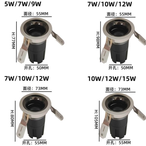 Anti-Glare Downlight Embedded Spotlight Adjustable 3W 5w 7w 10w 12w 15w Mini Spot Led for Hotel Project