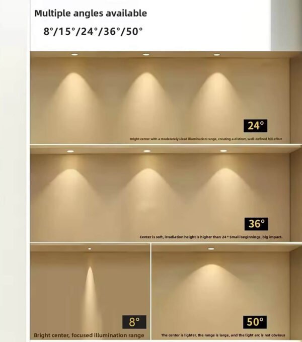 Modern LED Anti-Glare Recessed Spotlights for Hotels 30 40 50 60mm Cutout Sizes AC220V Constant Current DC24V Constant Voltage
