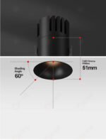 Modern LED Anti-Glare Recessed Spotlights for Hotels 30 40 50 60mm Cutout Sizes AC220V Constant Current DC24V Constant Voltage