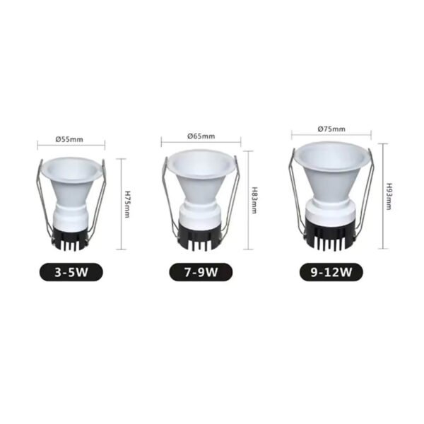 Modern Mini Aluminum LED Spotlight 5W/7W/9W/12W Anti-Glare Recessed Mount High CRI 95