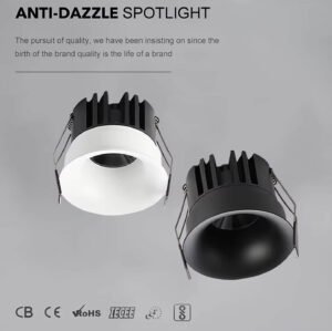 Bridgelux Chip High Efficacy 100-120lm/W LED Recessed Downlight Full Spectrum CRI90 Soft Anti-glare Light for Villa Decoration