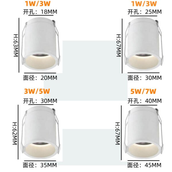 Mini Hidden Anti Glare Small Spotlight, High Brightness COB Embedded Tube Light, Commercial Lighting Ceiling Light